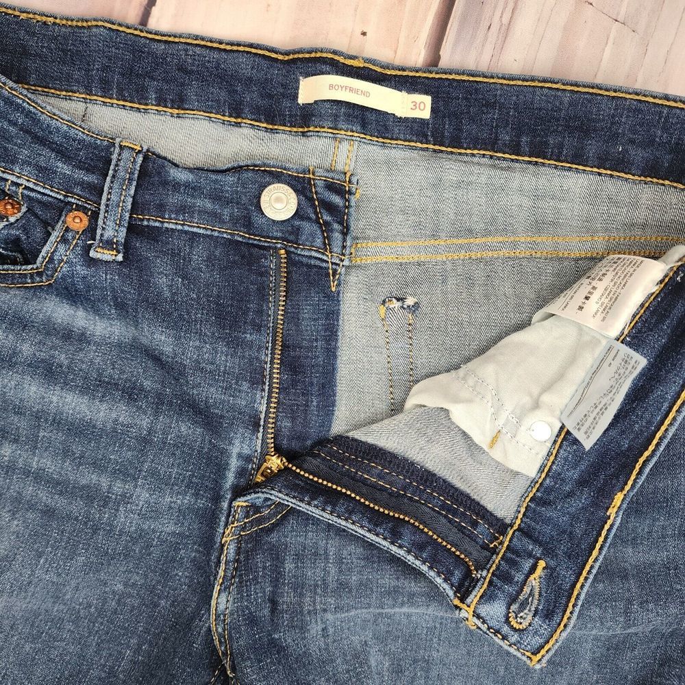 Levi's Boyfriend‎ Women's 30 Blue Denim Jeans Logo Patch Stretch 33x26.5 Actual - Picture 5 of 12